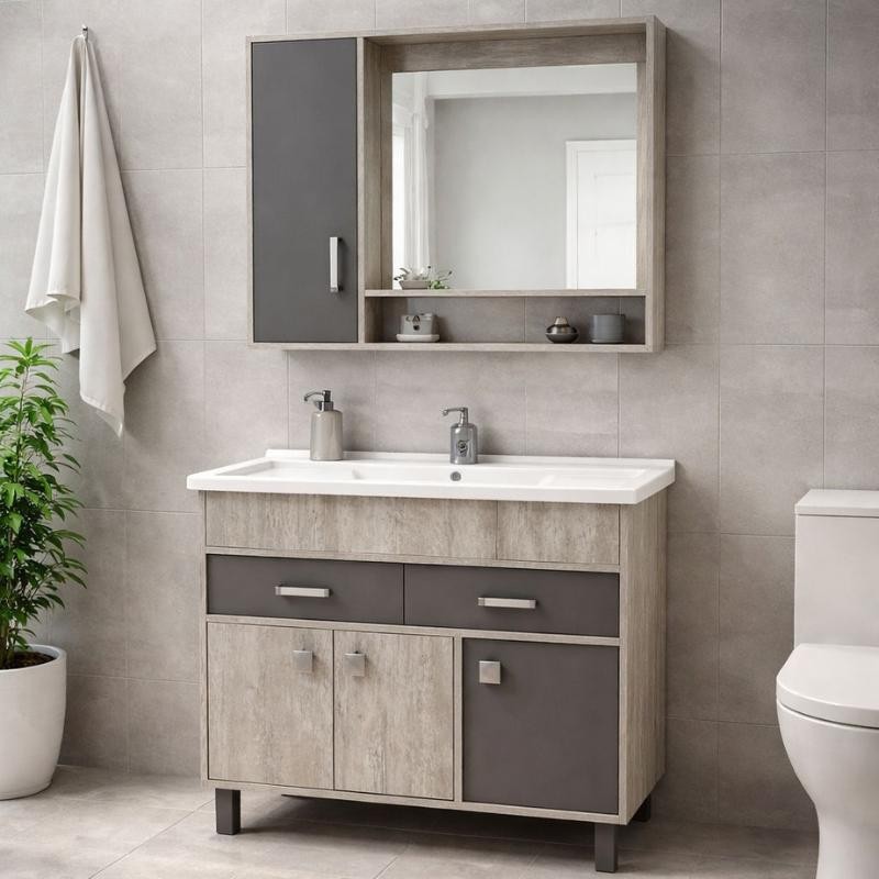 Conjunto Roma T. Marmorite-2vl Calcare 72/Chumbo 83 80cm