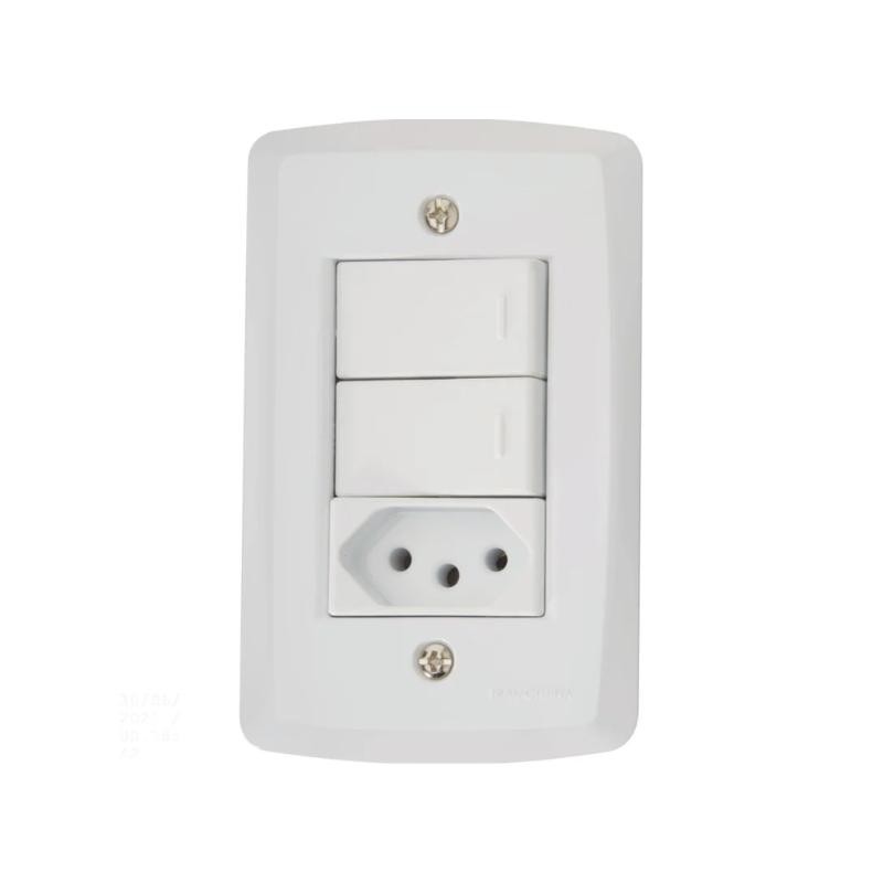Lux2 2 Teclas Simples + Tomada 10A 4X2