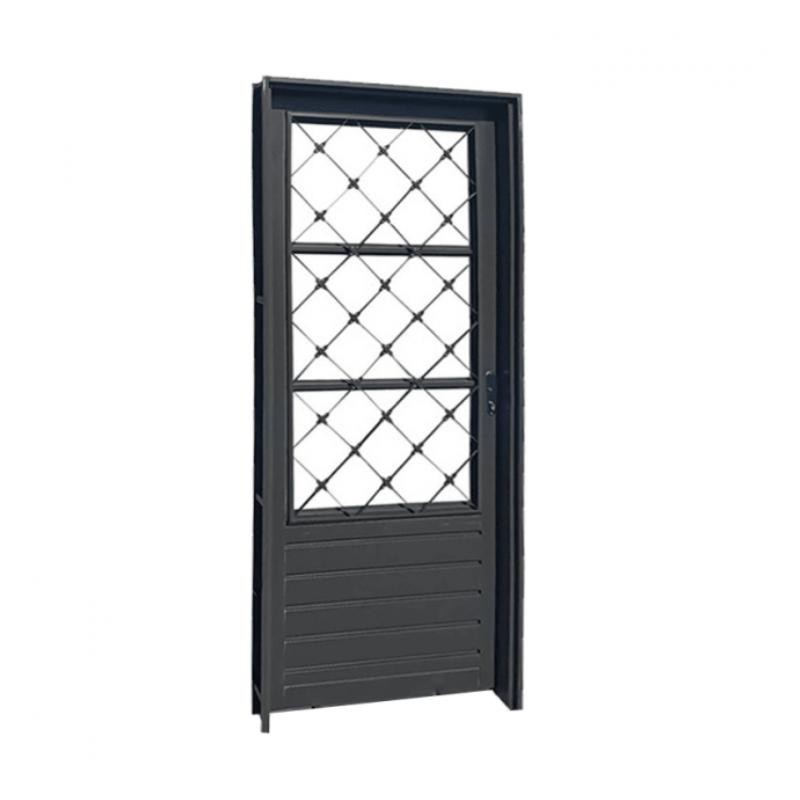 Porta de Ferro 3/4 Xadrez 80x210cm Direita