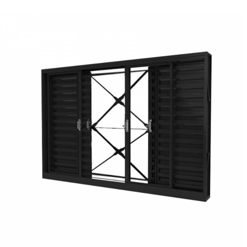 Janela de Ferro 100x100cm Veneziana e Grade