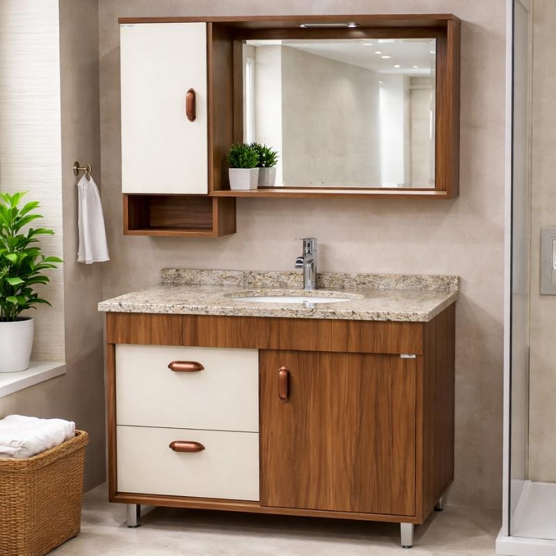 Conjunto 80x38 Serrano/Branco Tampo Dallas 80x38cm