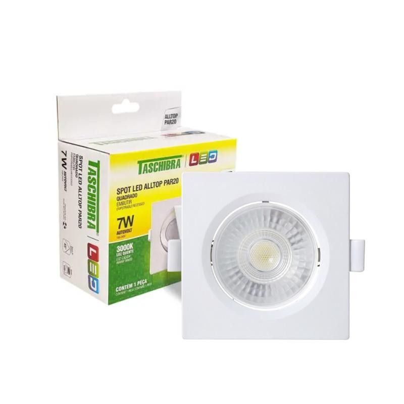 Spot Embutir Quadrado Alltop Led Par20 7w 3000k