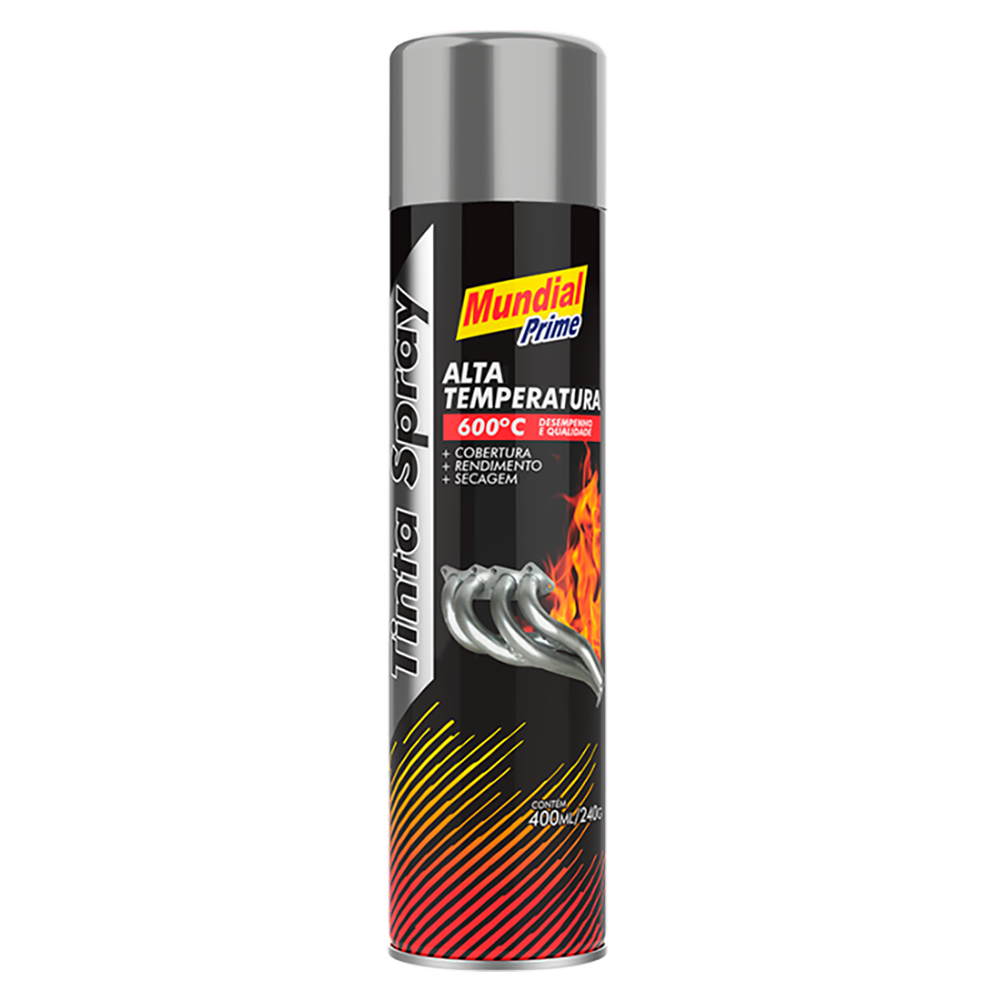 Tinta Spray Alta Temperatura Alumínio 400ml Mundial