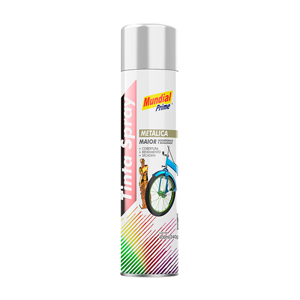 Tinta Spray Metálica Cromado 400ml Mundial